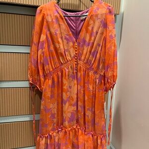New With Tags Taylor brand Orange and Pink floral dress Size 10